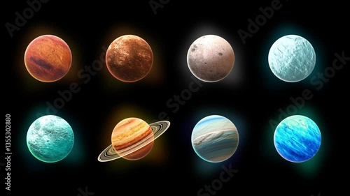 3d planets 360 rotating