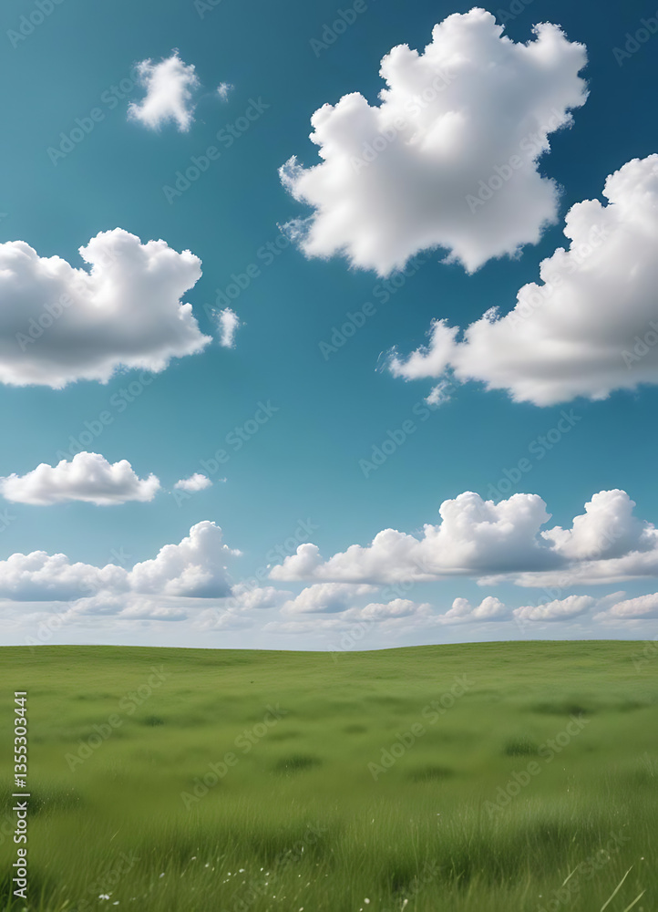 Fototapeta premium Beautiful Cloudy Sky Above Green Field