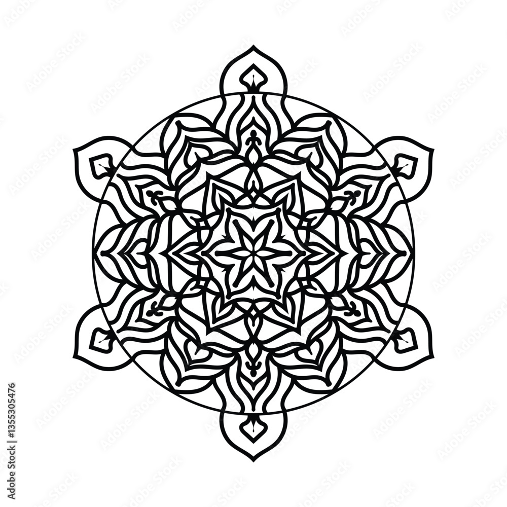 Fototapeta premium Mandala Coloring book line art vector illustration. Vector abstract mandala pattern. Hand drawn doodle mandalas coloring book