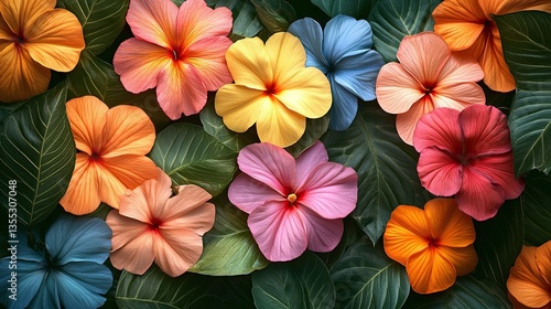 Wallpaper Mural Tropical Flowers - Exotic tropical flowers with vibrant colors, ideal for beach destinations, tropical resorts, and nature photography Torontodigital.ca