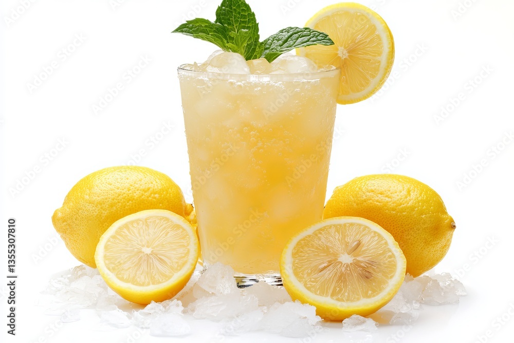 Refreshing Iced Lemonade Drink with Lemons and Mint Summer Beverage Cool Yellow Citrus Ice Cubes Delicious Thirst Quencher Tasty Yellow Cold Tart Food Refreshing Iced Lemonade Drink with Lemons and Mint Summer Beverage Cool Yellow Citrus Ice Cubes Delicious Thirst Quencher Tasty Yellow Cold Tart Food