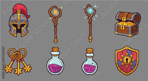 Epic Fantasy Artifacts: Enchanted Helmets, Magical Staffs, Treasure Chests & Mystical Relics