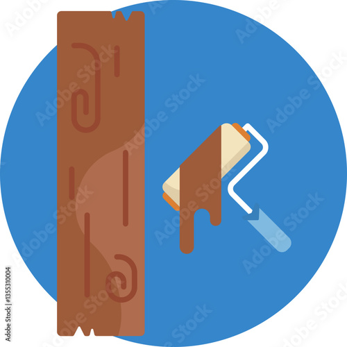 Painting Tools – Depicts tools used for painting wood in carpentry work, such as brushes or rollers.