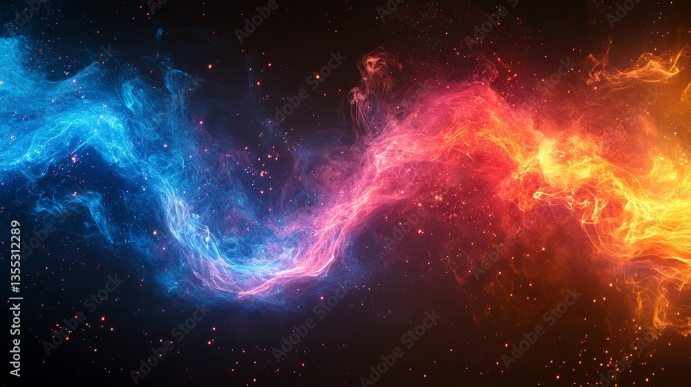 Fototapeta premium Dynamic Blue vs Red Smoke on Black Background Abstract Vector Illustration