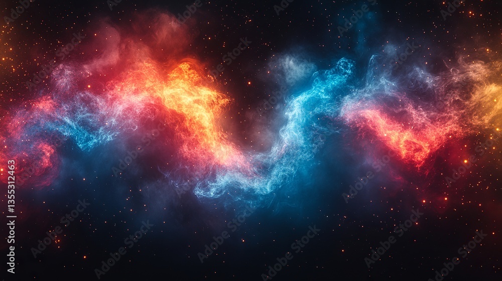 Naklejka premium Dynamic Blue vs Red Smoke on Black Background Abstract Vector Illustration