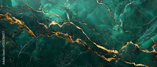Élégant marbre vert avec nervures dorées – Illustration hyperréaliste et luxueuse