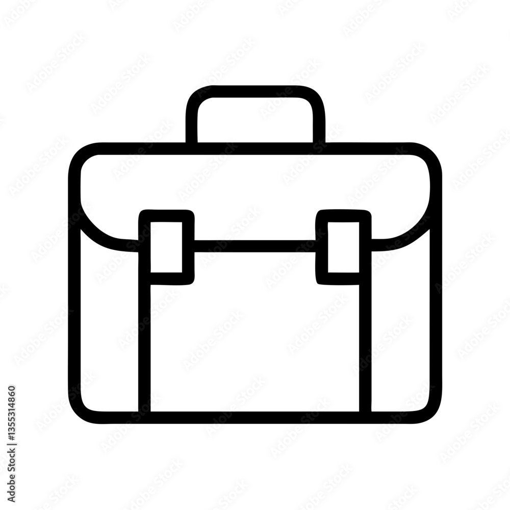 Minimalist Black Briefcase Icon on White Background Minimalist Black Briefcase Icon on White Background