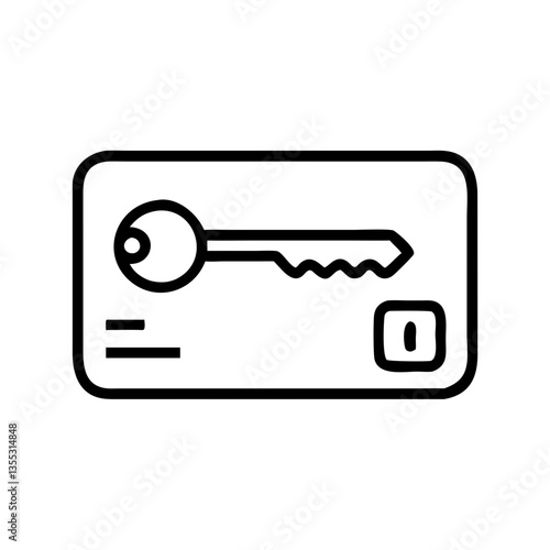 Key Card with Key Icon for Access Control  