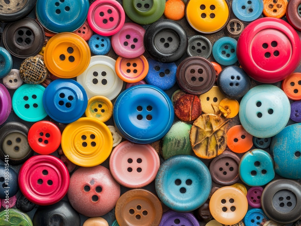 Colorful buttons scattered close together a diverse pile Colorful buttons scattered close together a diverse pile