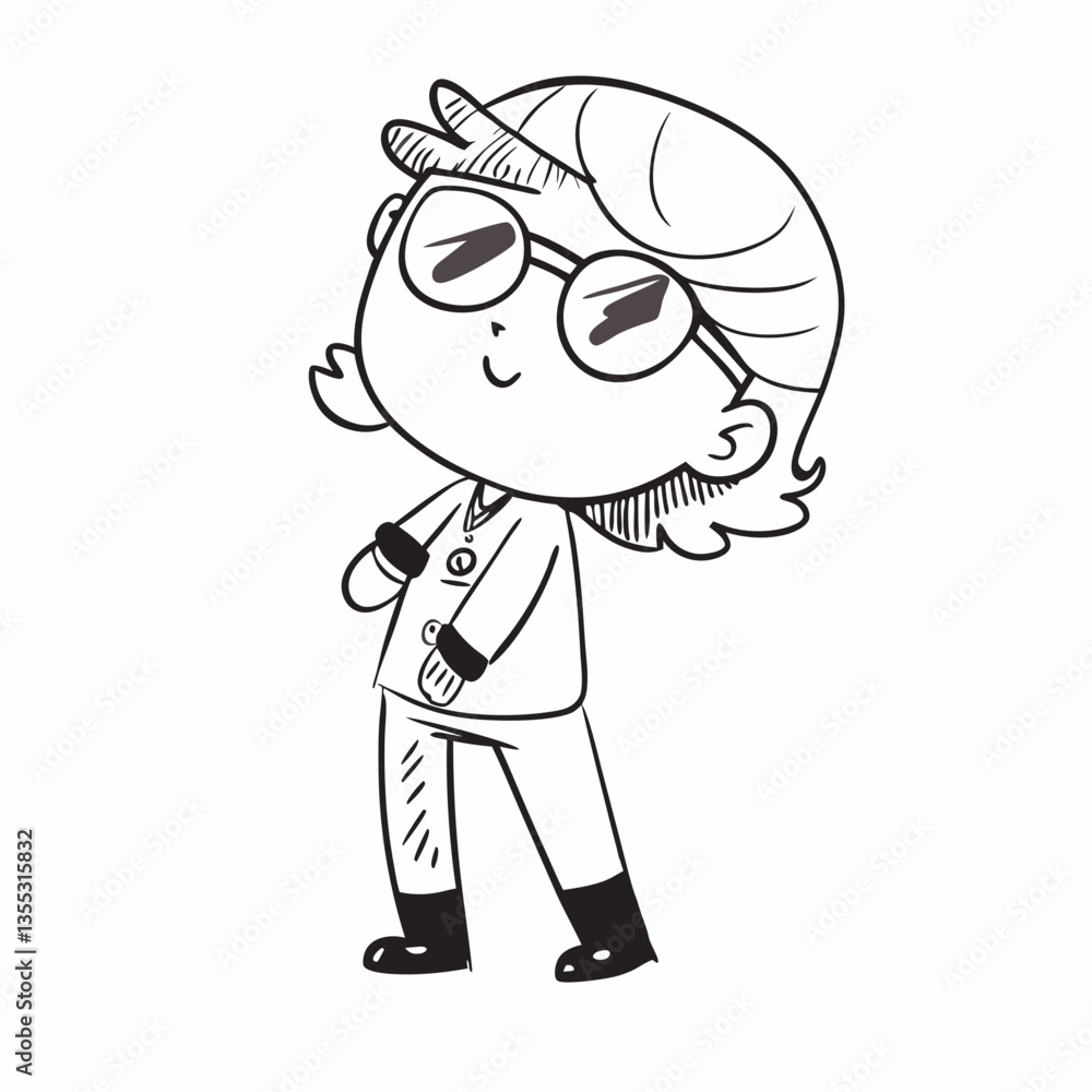 Woman, Girl comic black and white sketch vector illustration, doodle style. Black line art. Stick cartoon vector Woman, Girl comic black and white sketch vector illustration, doodle style. Black line art. Stick cartoon vector