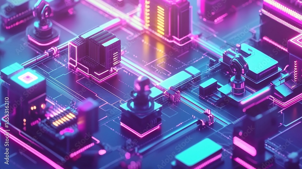 Neon Circuitry: A Futuristic Techscape