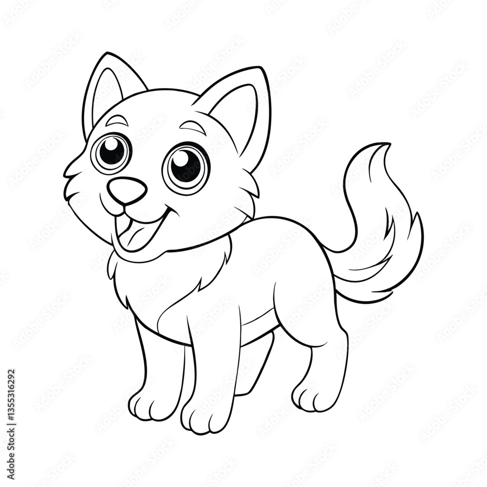 Obraz premium Happy dog coloring page for kids