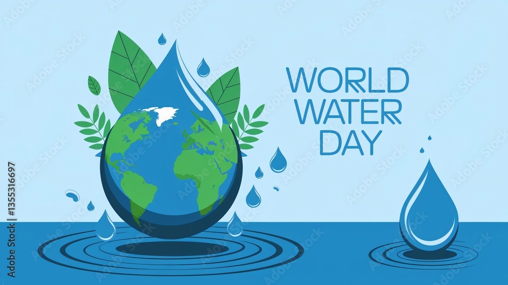 Fototapeta premium Earth Day Water Conservation Graphic for World Water Day