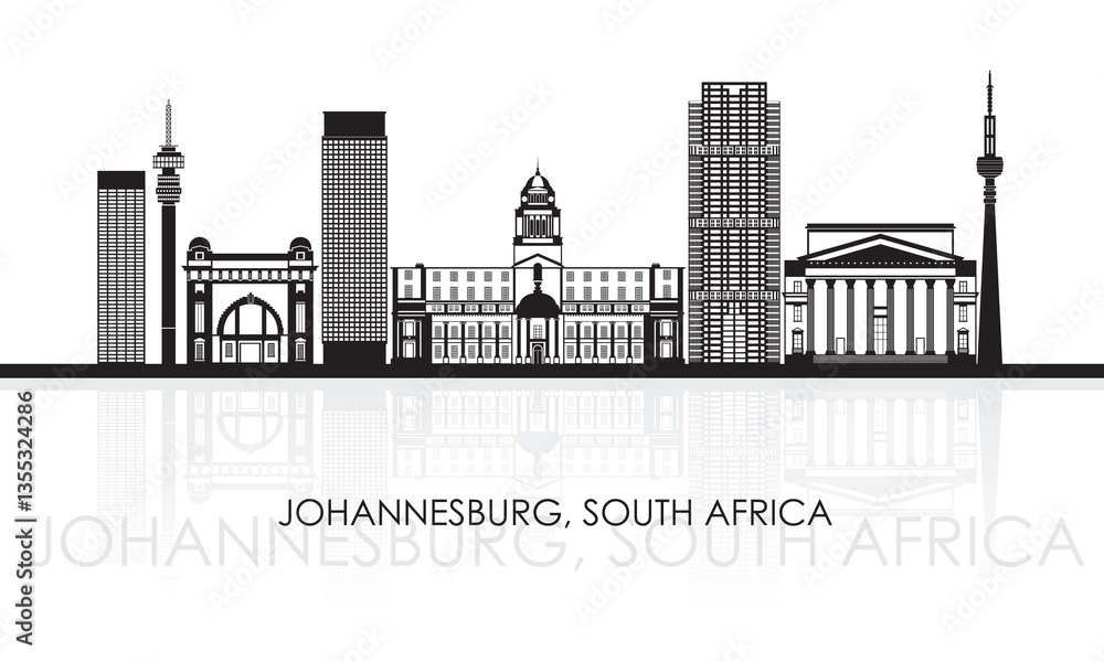 Fototapeta premium Silhouette Skyline panorama of city of Johannesburg, South Africa - vector illustration