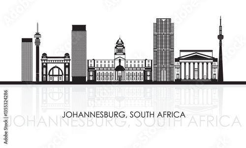 Silhouette Skyline panorama of city of Johannesburg, South Africa - vector illustration