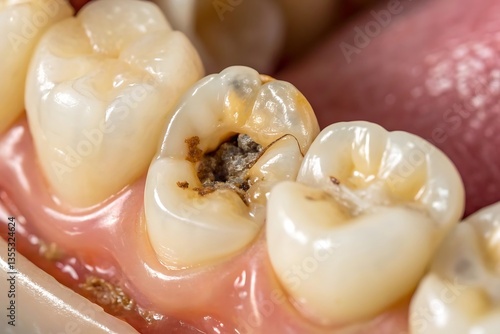 Tooth decay close-up: cavity dental problem