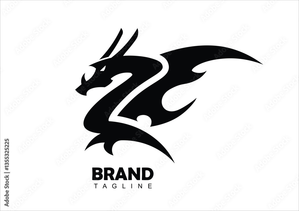 Fototapeta premium simple cute black dragon 