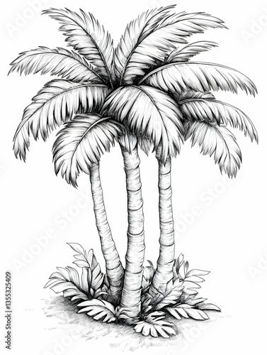 Tropical Palms Drawing