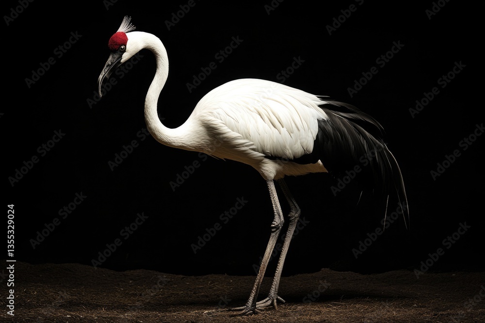 Naklejka premium Elegant Black Crowned Crane in Backlit Moment: Stunning Avian Beauty from Africa