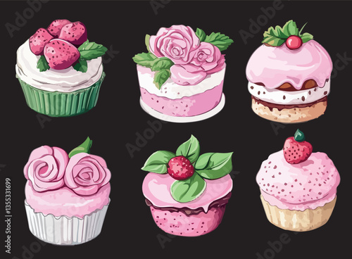 set of adorable cakes