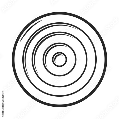 Black draughts or checkers game piece in realistic top view vector outline style