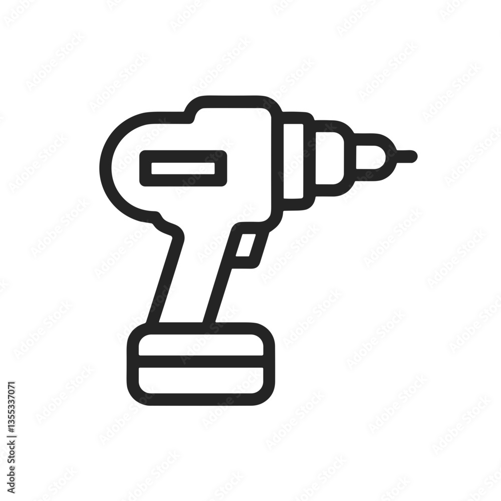 Simple line icon of a drill for repair function on transparent background Simple line icon of a drill for repair function on transparent background