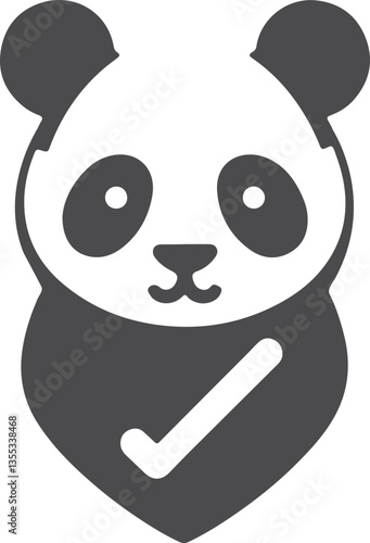 A playful and modern panda vector design featuring a cute panda sitting amidst bamboo, with clean lines, soft colors, and a minimalist style, ideal for logos or illustrations.