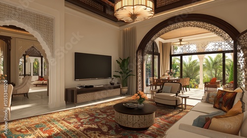 Luxurious Arabian Villa Interior Tranquil Oasis of Elegance.