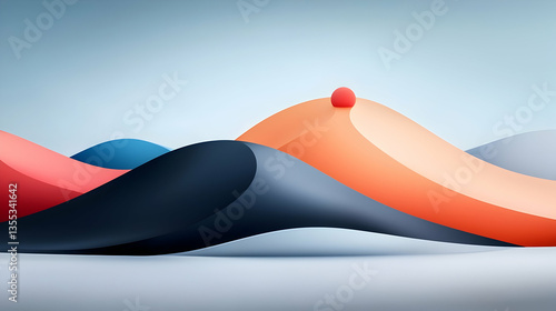 Abstract 3D Pastel Landscape with Smooth Waves and Hills