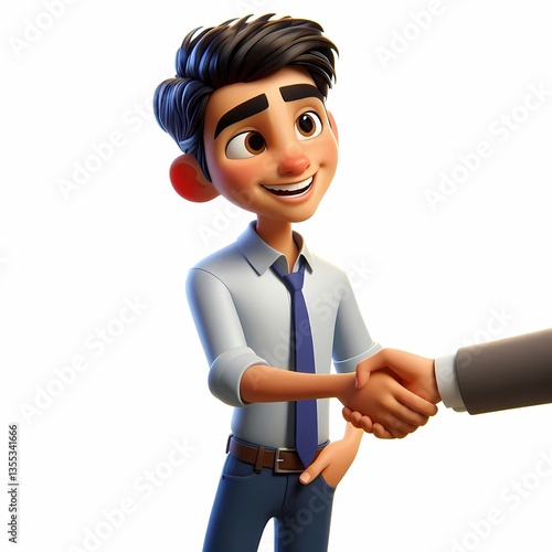 Businessman Offering Handshake in Office - Confident businessman extending a handshake, symbolizing workplace etiquette, professional relationships, and friendly business connections.