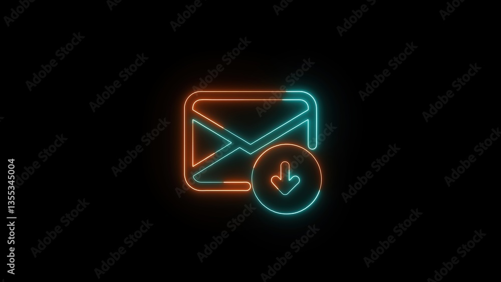 Neon Email Download Icon Neon Email Download Icon
