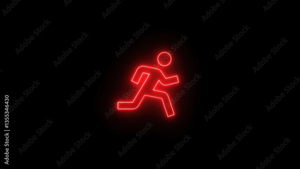 Red Neon Running Figure Icon Red Neon Running Figure Icon