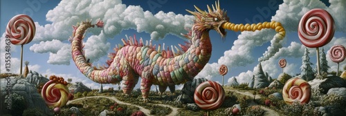 Wallpaper Mural Candy dragon amidst lollipop landscape surreal art. Torontodigital.ca