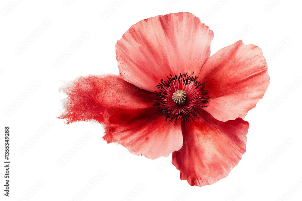 Red Poppy Flower on Transparent Background, PNG Red Poppy Flower on Transparent Background, PNG