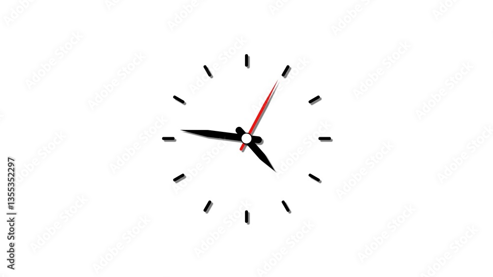 Minimalistic Clock Face with Red Second Hand Minimalistic Clock Face with Red Second Hand