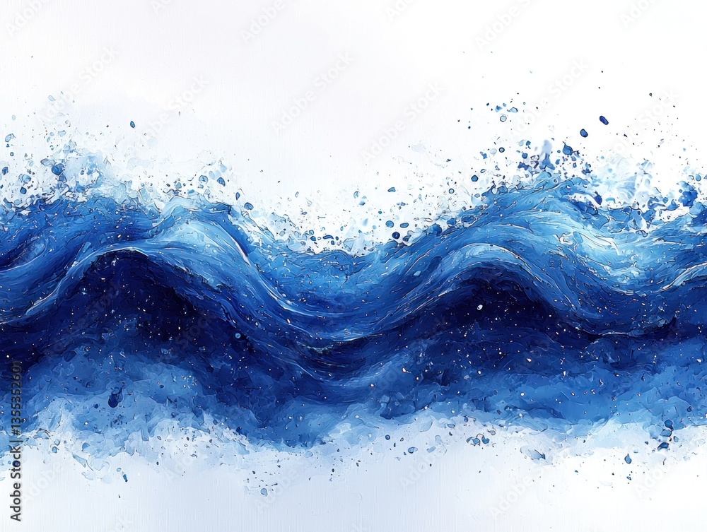 Abstract blue wave art with gold accents, evoking ocean's movement and energy Abstract blue wave art with gold accents, evoking ocean's movement and energy