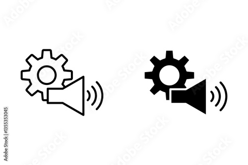 Volume increase interface design set in gear style for smartphones and other devices. Volume level is set.