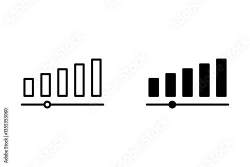Volume increase interface design set in horizontal style for smartphone and other devices in black color. Volume levels set.