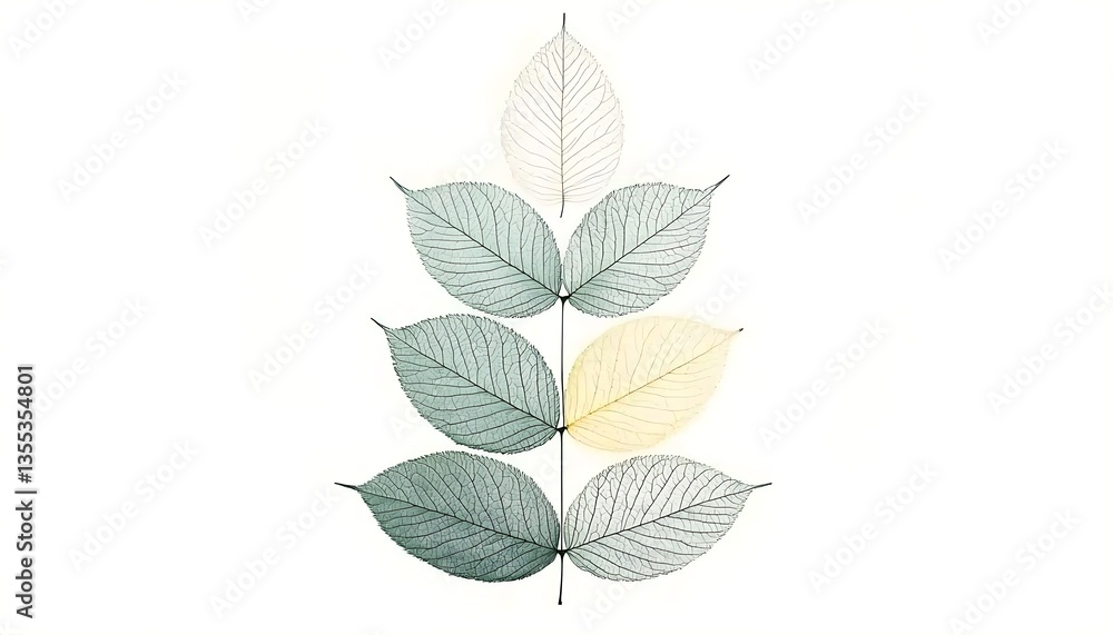 Skeleton Leaves with Green, Yellow, and Autumn. Skeleton Leaves with Green, Yellow, and Autumn.