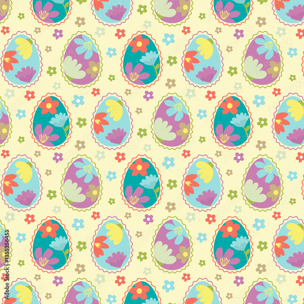Easter seamless cute pattern with easter eggs. Easter seamless cute pattern with easter eggs.