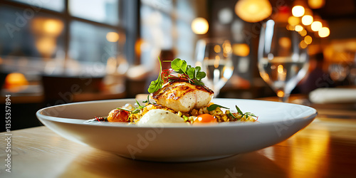 PanSeared Fish Restaurant Dish.
