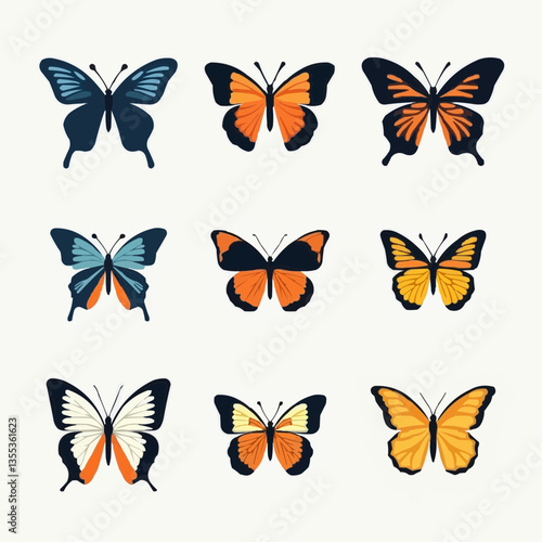 Schmetterlings-Set:  Farbige Illustrationen

