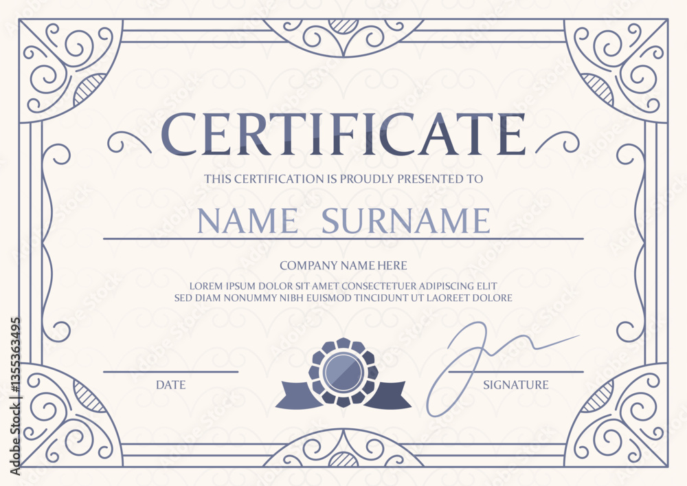 Name certificate document old-fashioned style Name certificate document old-fashioned style
