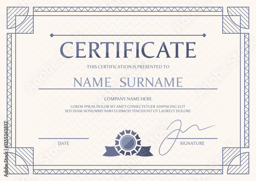 Vintage certificate geometric frame template