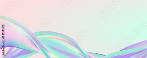 Ethereal holographic ripple. Swirling opalescent liquid. Vibrant, flowing spectral band.