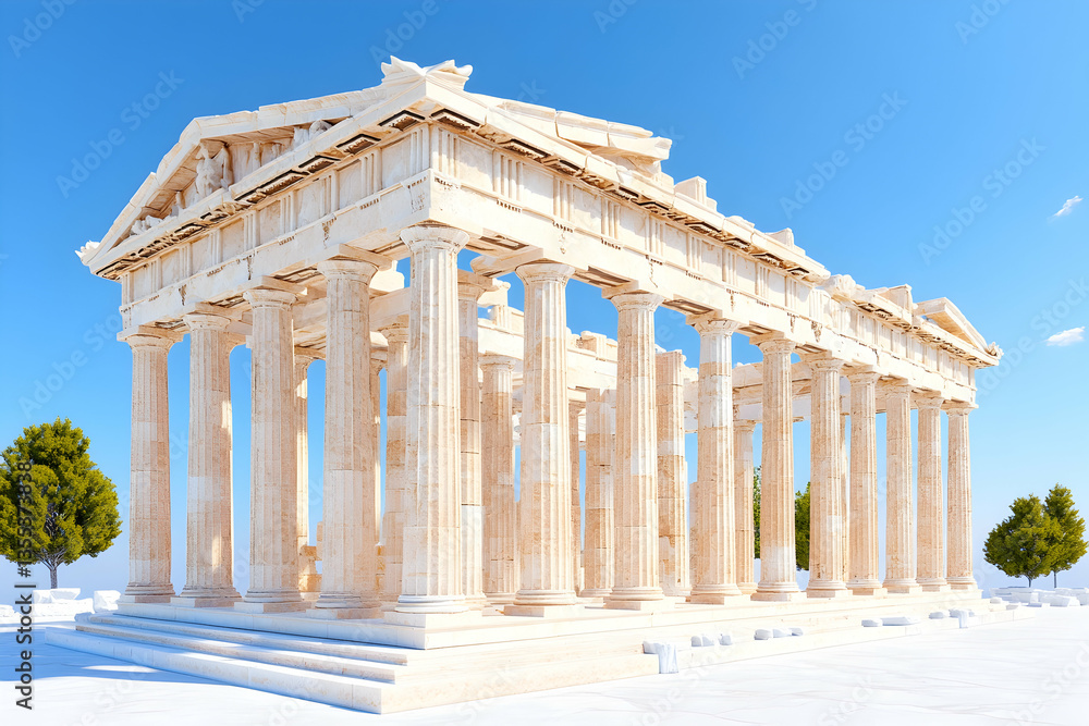 Obraz premium Ancient Greek Temple, Sunny Day, Outdoors