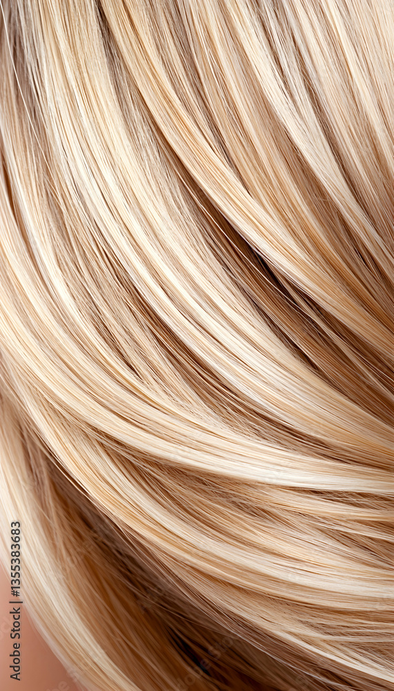 Fototapeta premium Blonde hair strands, close-up texture, beauty, salon, smooth