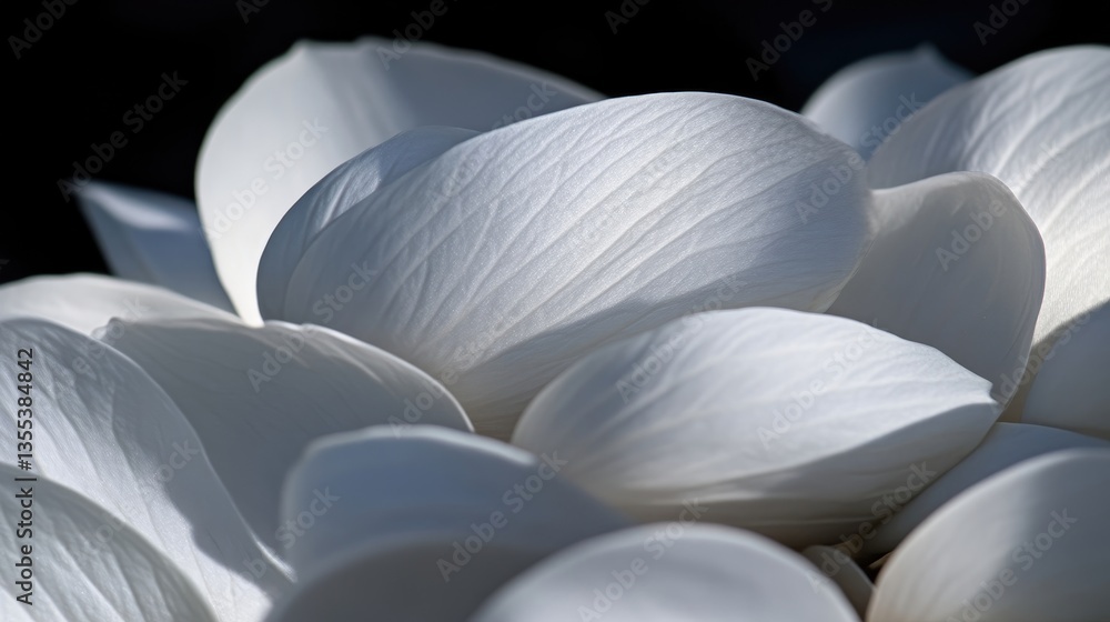Obraz premium Close-up of delicate, white flower petals. Soft light illuminates the intricate textures