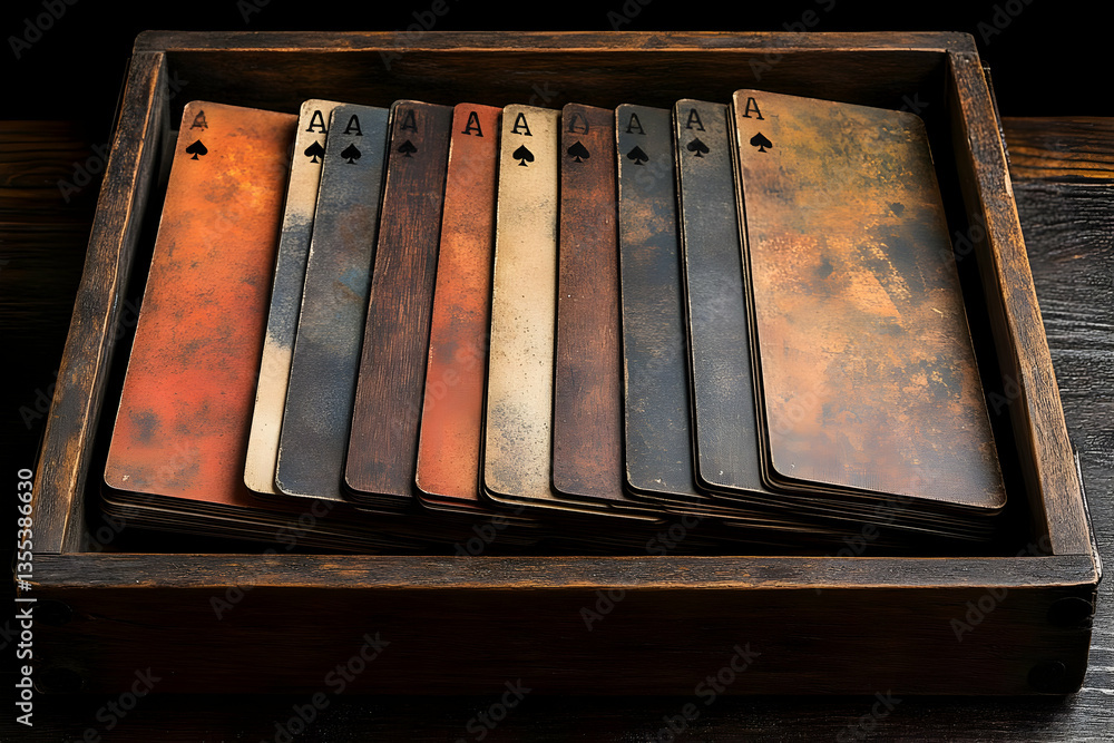 Artisan Playing Cards Displayed In Wooden Box Artisan Playing Cards Displayed In Wooden Box
