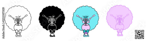 Vector illustration of a Skeleton Ballerina dancing a classical ballet dance, a cute SVG graphic ideal for sublimation print-on-demand (POD) products during the Halloween season.